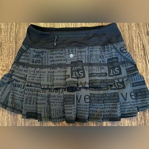 black lululemon ruffle tennis skirt
